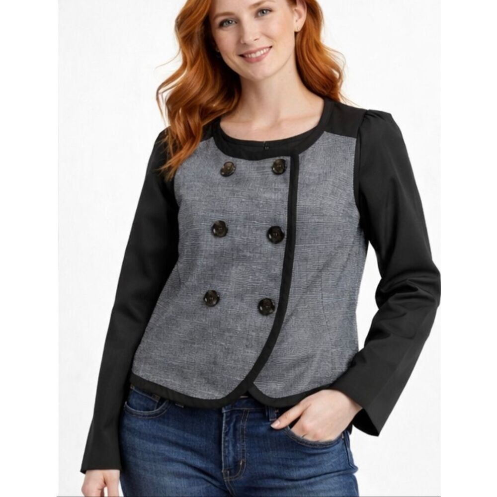 Gap tweed front double breast mixed media blazer xs